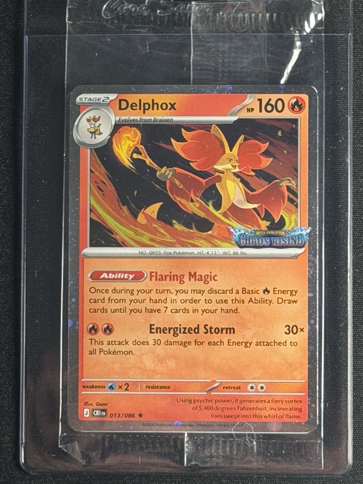 Delphox 013/086 Stamped Chaos Rising Sealed Cosmos Holo Promo Pokemon TCG NM