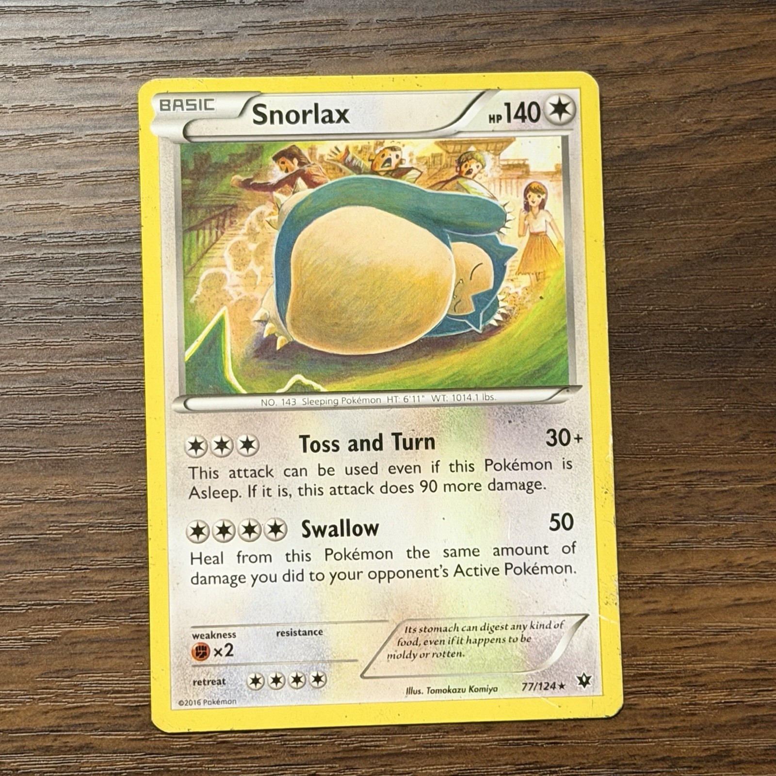 Pokemon TCG Card Snorlax 77/124 Fates Collide 2016 Non-Holo Rare Tomokazu LP