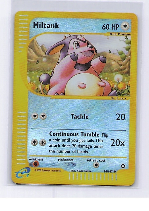 Miltank 94/147 Aquapolis Pokemon Reverse Holo Lightly Played