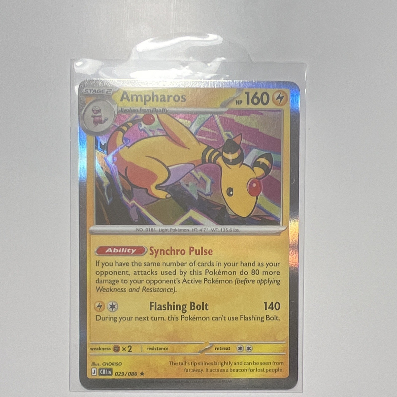 Pokemon Card – Ampharos 029/086 Chaos Rising HOLO Near Mint PSA 8 – 10 Maybe?