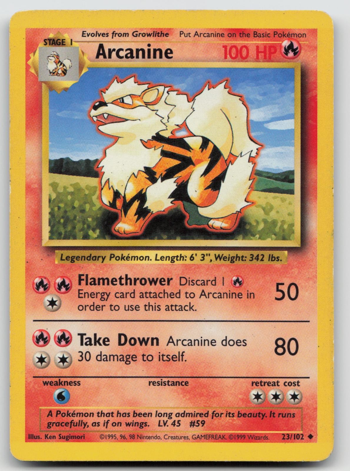 Arcanine 23/102 Base Set Unlimited Pokemon MP