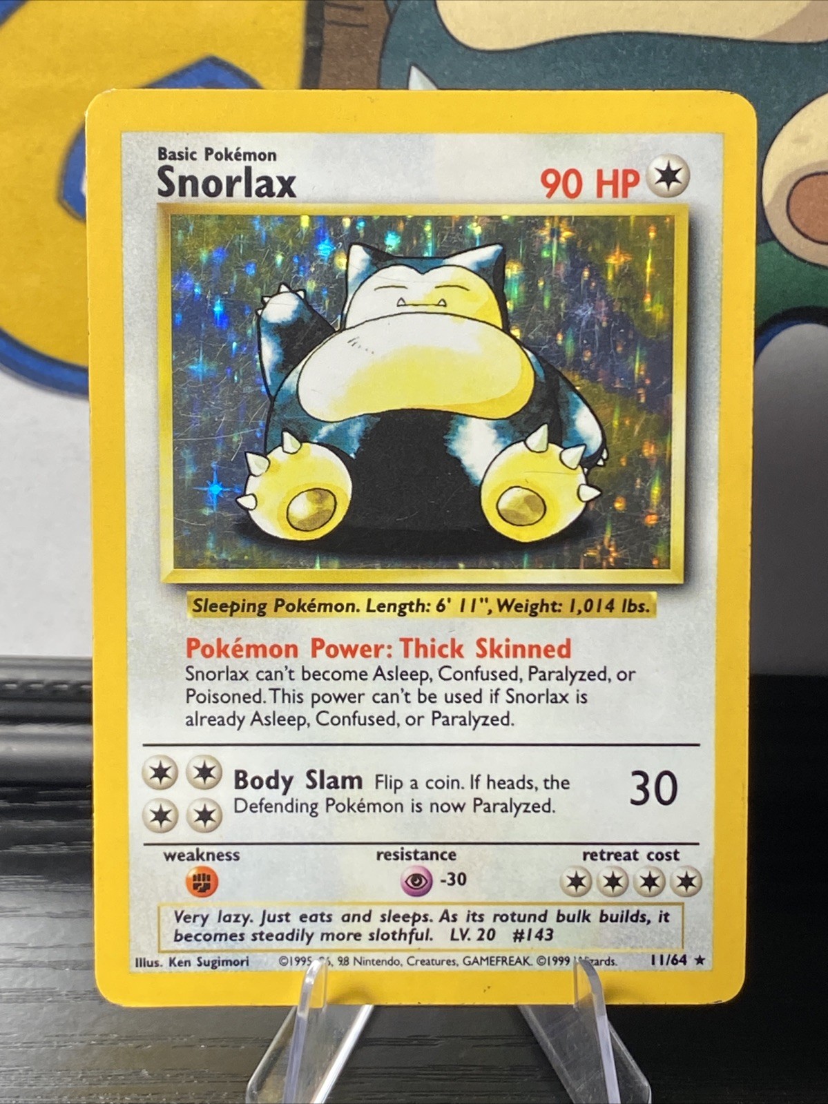 Snorlax 11/64 Pokémon TCG Jungle 1999 No Symbol Error Holo Rare Vintage WOTC