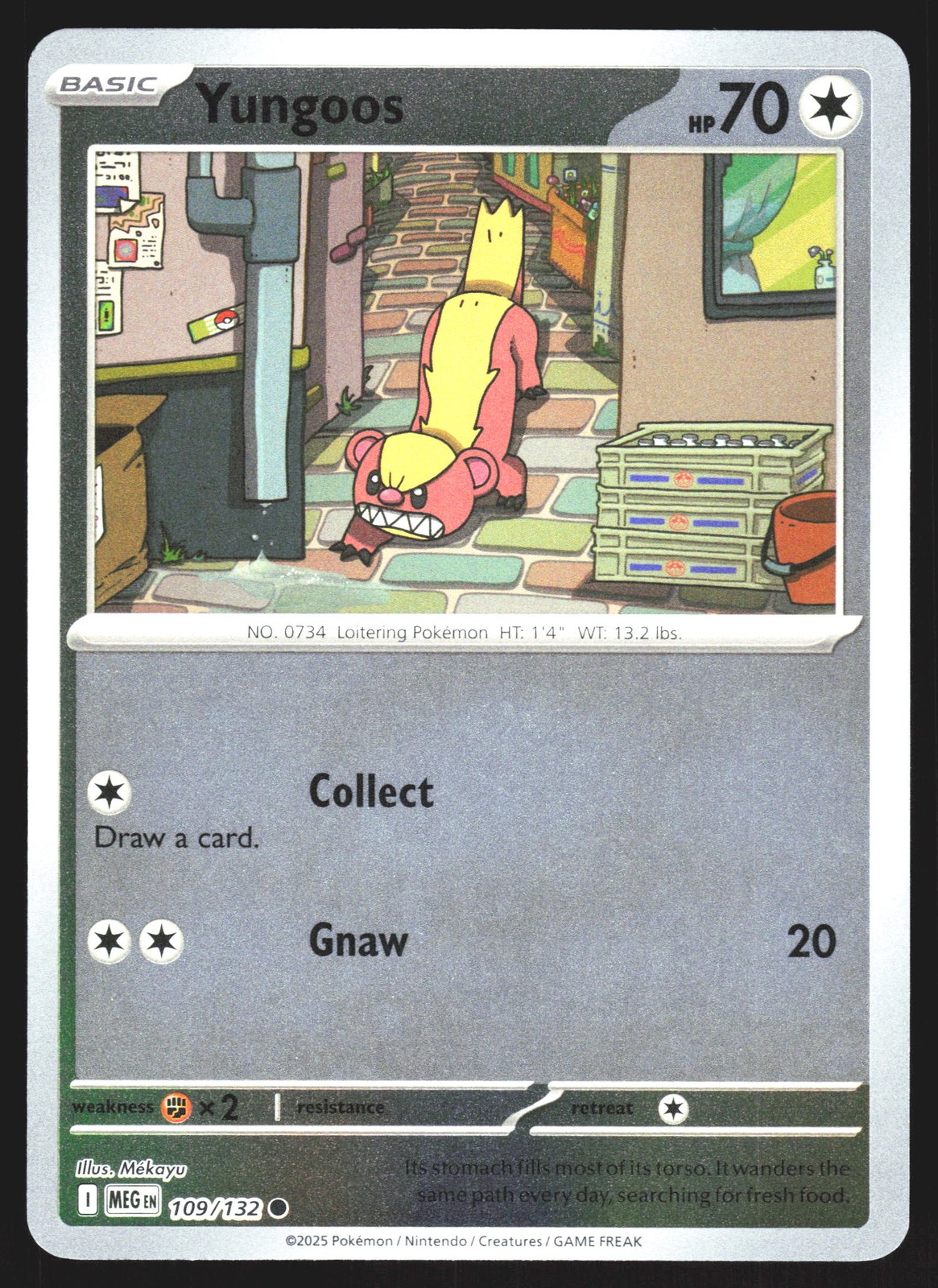 Yungoos 109/132 Reverse Holofoil ME01: Mega Evolution LP-NM