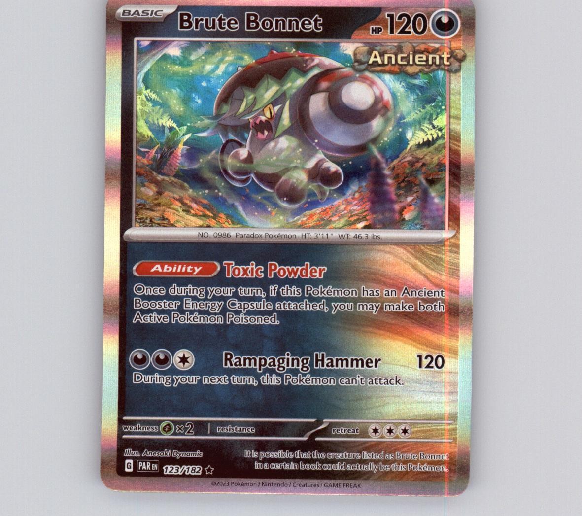 Brute Bonnet 123/182 Holo R Paradox Rift NM Pokemon