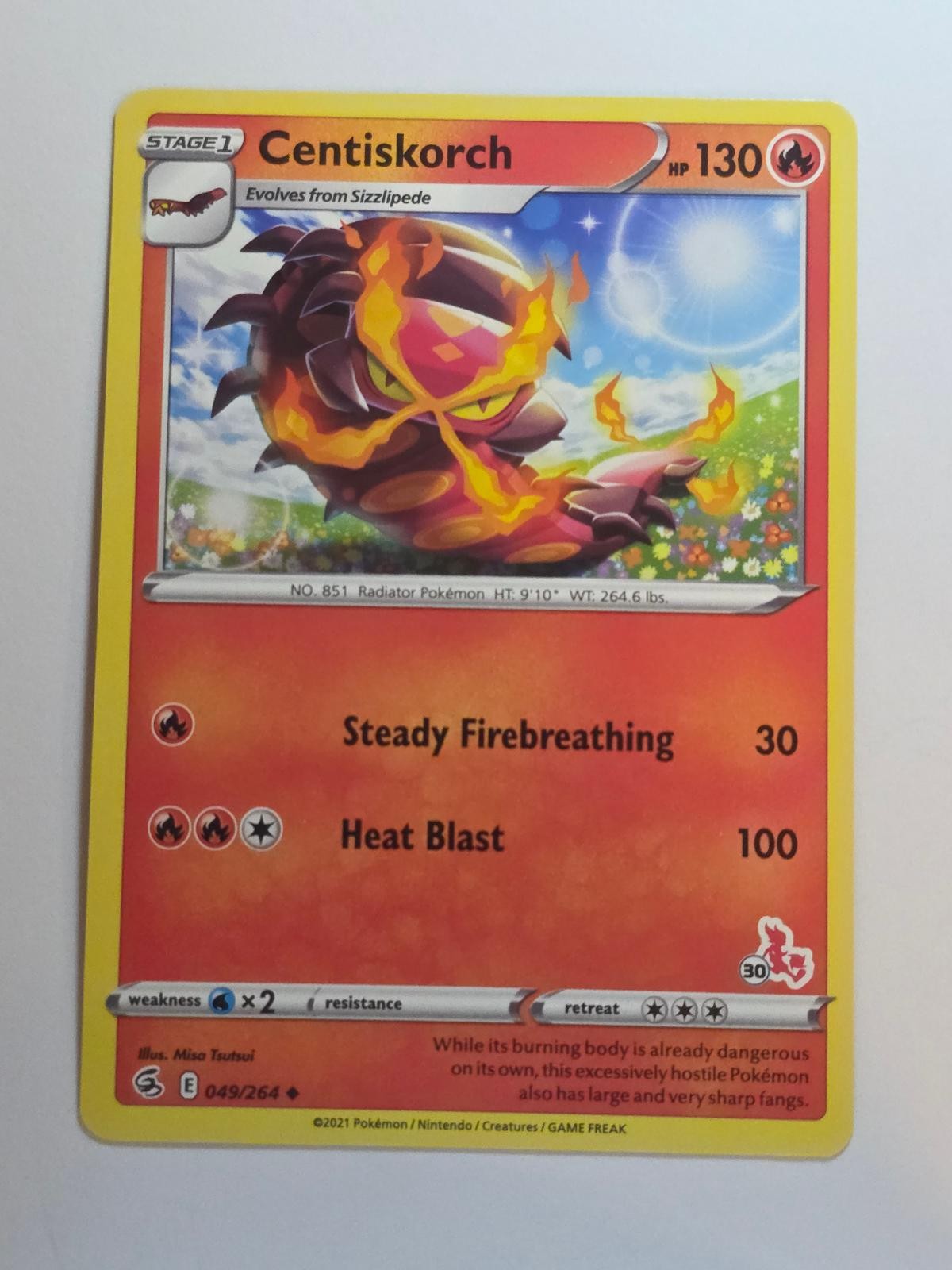 CENTISKORCH (#30 CINDERACE STAMPED) 049/264 PROMO BATTLE ACADEMY 2022 LP POKEMON