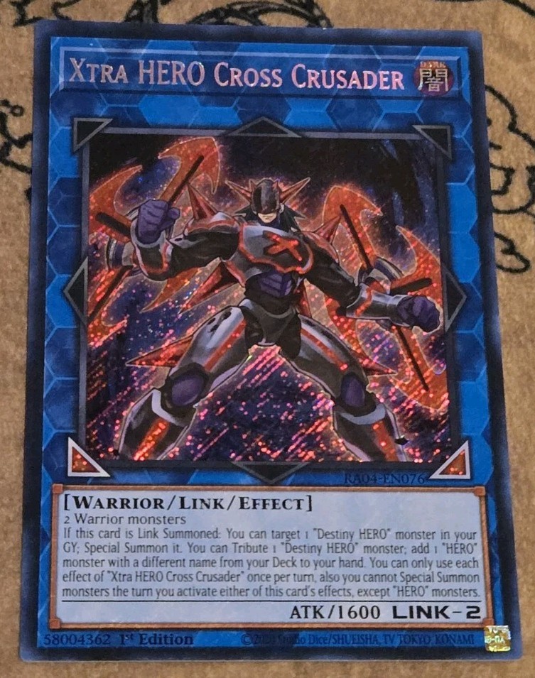 Yugioh Xtra HERO Cross Crusader RA04-EN076 1st Edition Secret Rare LP
