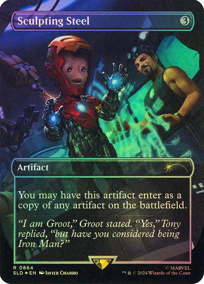 MTG FOIL Sculpting Steel(Marvel) Borderless – Secret Lair Drop #864