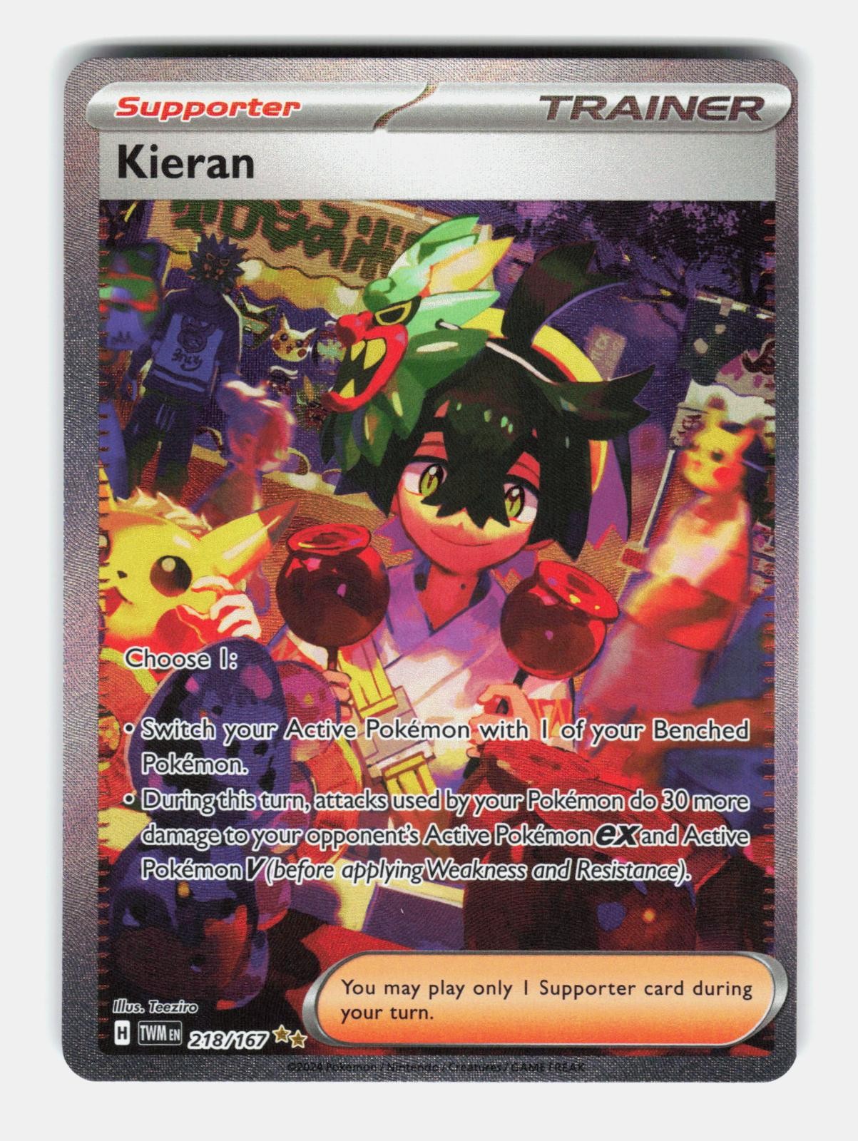 Kieran 218/167 Special Illustration Rare Twilight Masquerade Pokemon Holo NM