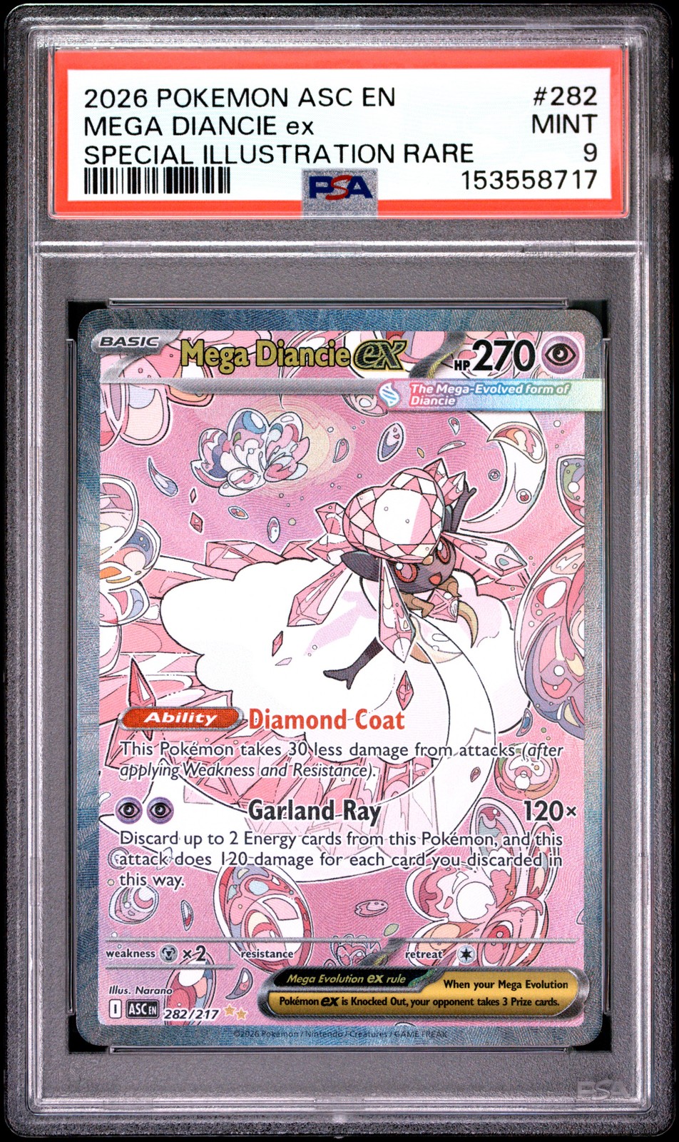 Mega Diancie EX 282 Special Illustration Rare Ascended Heroes Pokemon PSA 9
