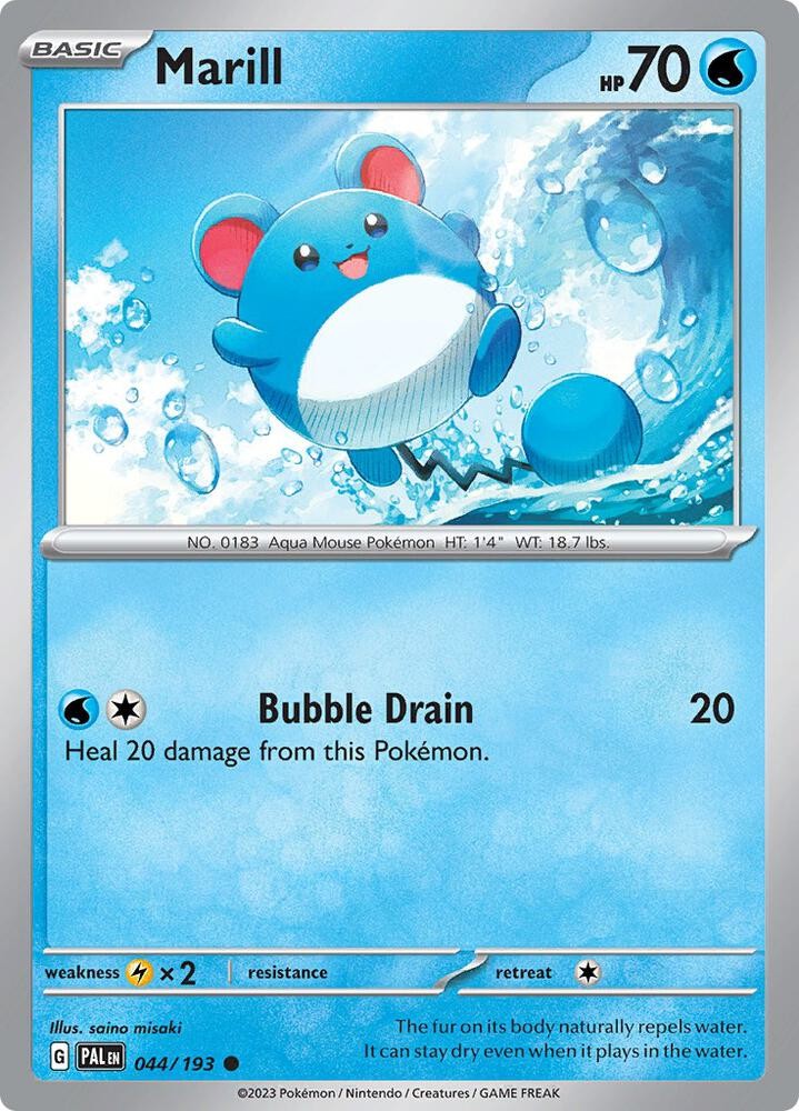 Marill – 044/193 #044/193 Sv02 Paldea Evolved Common Reverse Holo Pokemon TCG NM