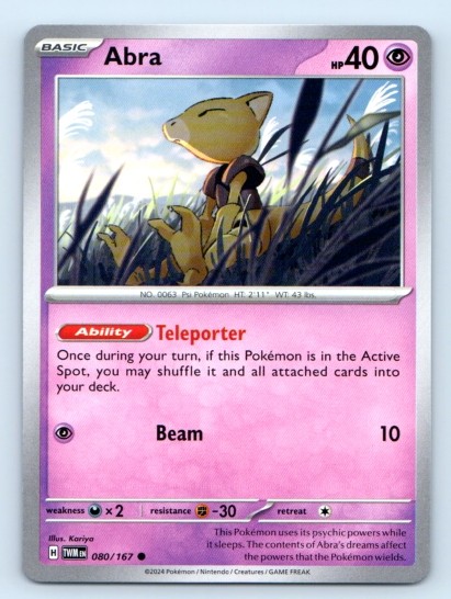 Abra 080/167 ~ Common English Near Mint Pokemon TCG