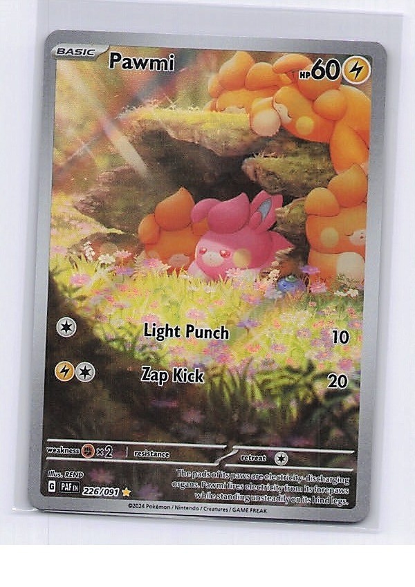 Pawmi 226/091 Illustration Rare Paldean Fates Pokemon Near Mint
