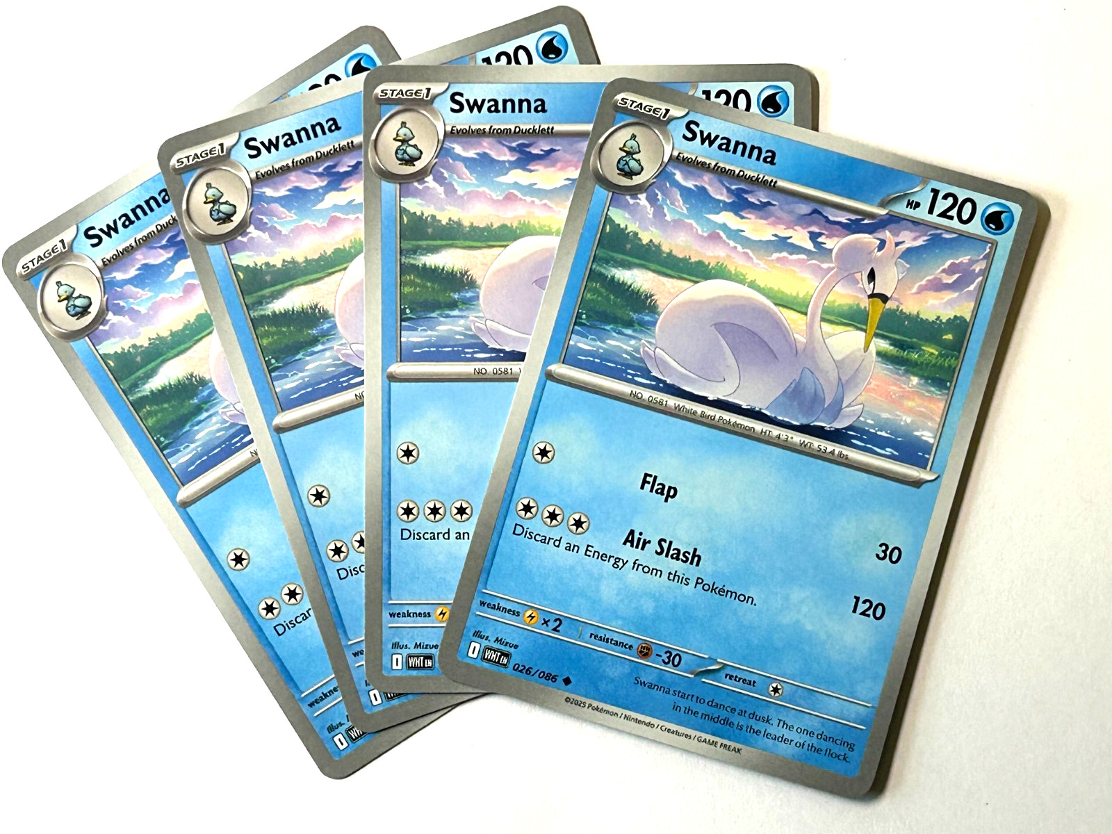X4 Swanna Pokemon TCG White Flare Swanna 026/086 x4 Playset