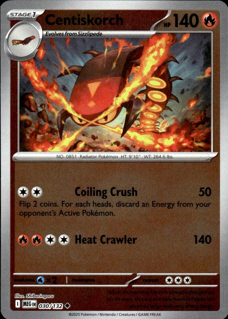 Centiskorch Reverse Holo Uncommon ME01: Mega Evolution 030/132 NM Shiburingaru