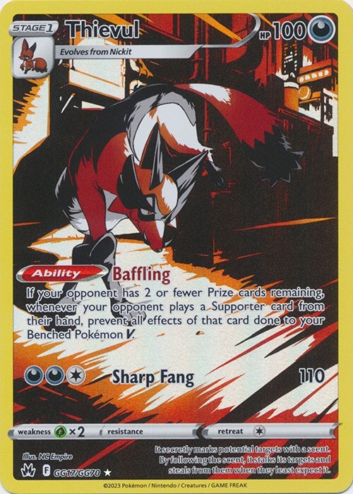 Thievul GG17/GG70 Holo Rare Crown Zenith Pokemon TCG