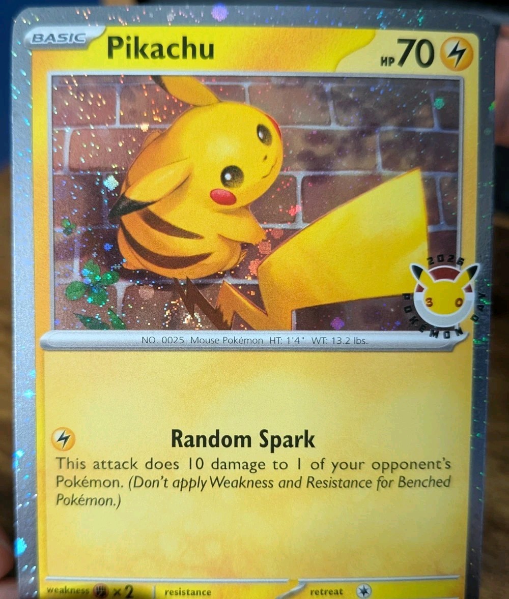 Pikachu Pokemon Day Cosmos Holo 051/162 SWIRL Stamped 30th Anniversary – NM