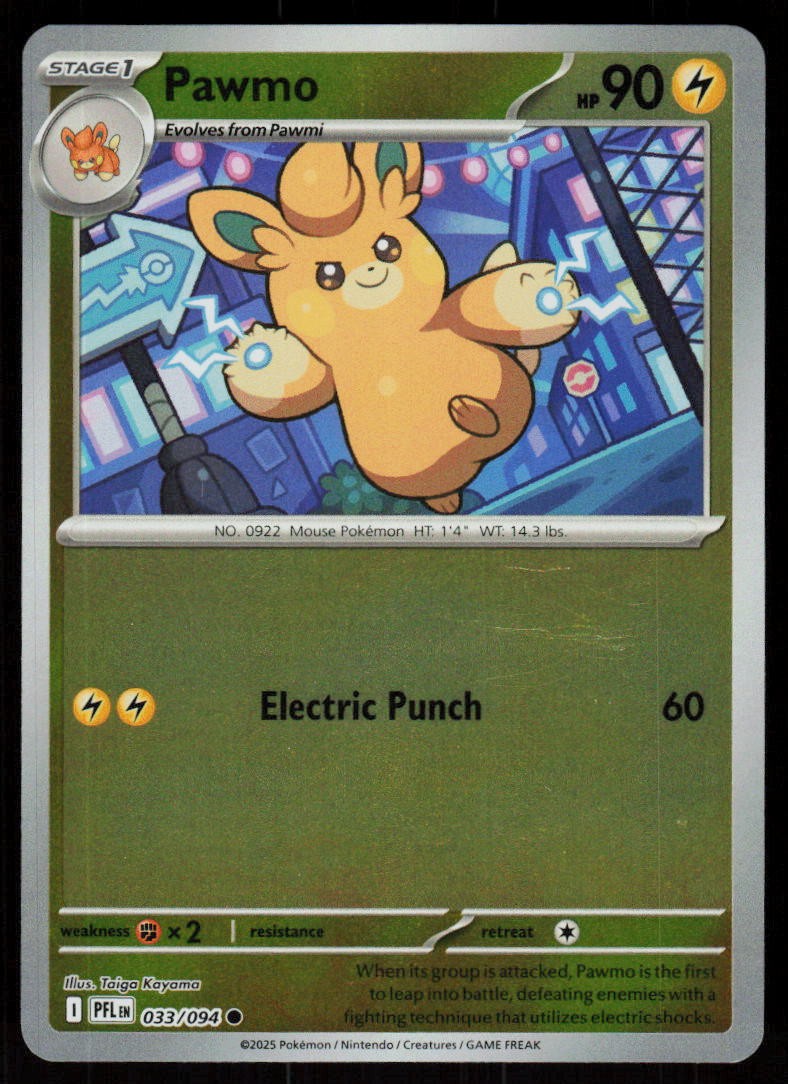Pawmo 033/094 Common Phantasmal Flames Pokemon Reverse Holo Near Mint