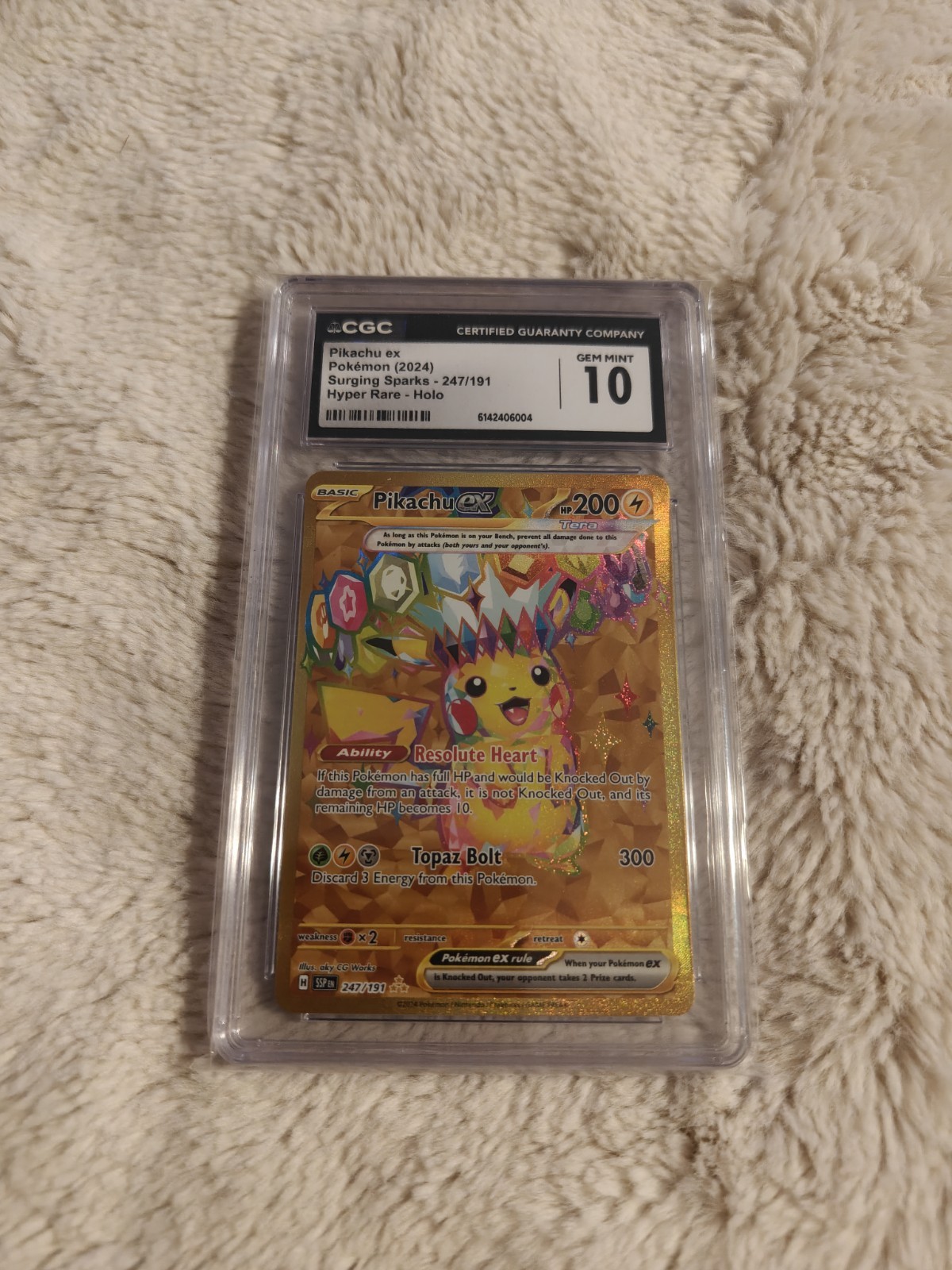 Pokémon Pikachu TCG Card Surging Sparks EX Gold 247/191 Cgc 10