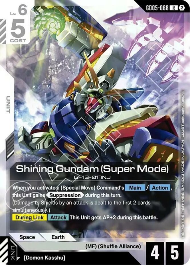 x1 Shining Gundam (Super Mode) – GD05-068 – Rare – Holofoil Gundam Card Game M/N
