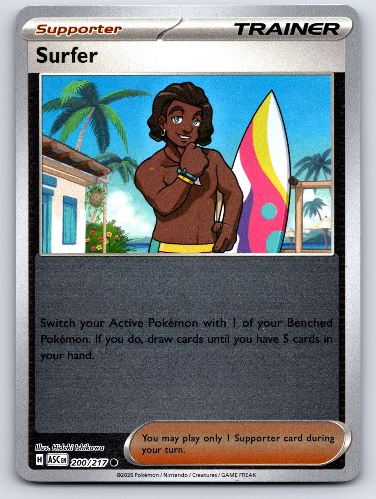 Surfer 200/217 Common Ascended Heroes Pokemon Reverse Holo Near Mint