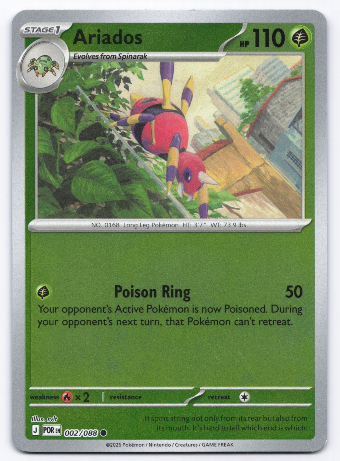 Pokémon TCG Ariados 002/088 Reverse Holo Perfect Order NM