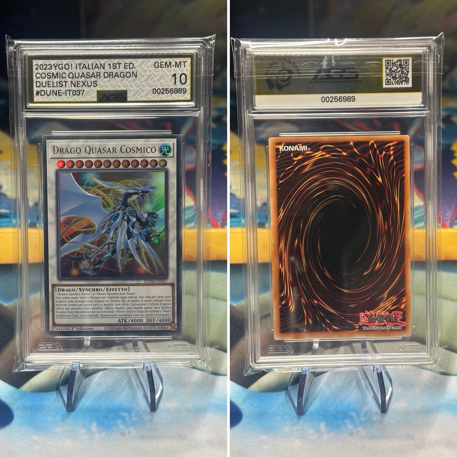 2023 Yu-Gi-Oh! Drago Quasar Cosmico Duelist Nexus 1st Ed. Italian AGS 10