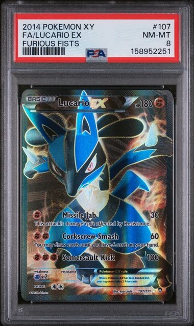 2014 POKEMON XY FURIOUS FISTS #107 FA/LUCARIO EX FURIOUS FISTS PSA 8 (Q251