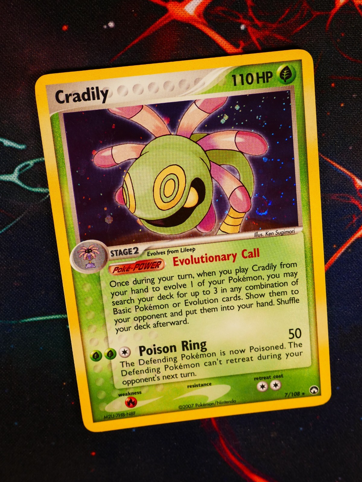 MP/HP Pokemon CRADILY Card EX POWER KEEPERS Set #7/108 Holo Foil Rare SWIRL#2