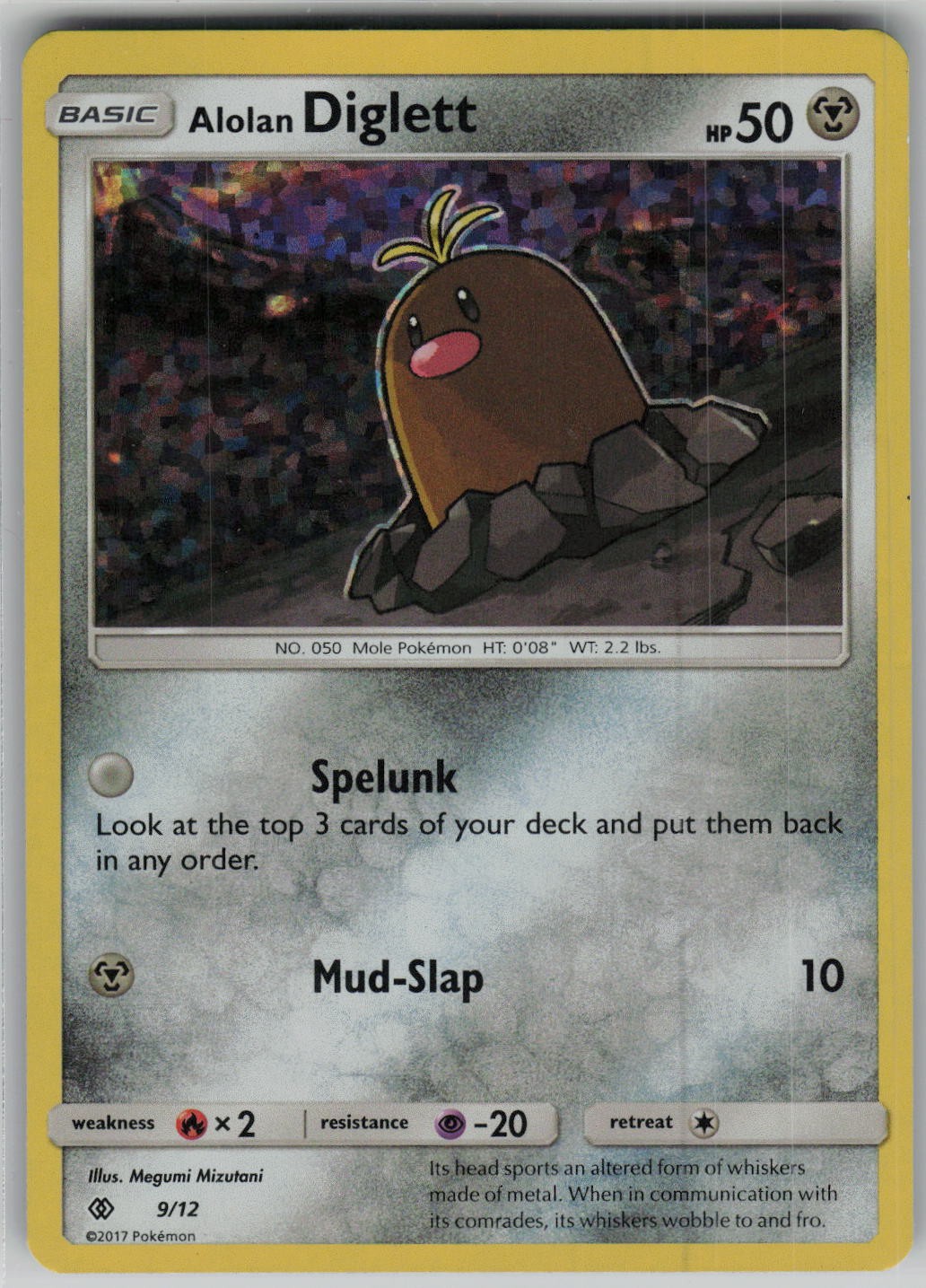 Alolan Diglett – 9/12 009/012 Promo Holo McDonald’s Promos 2017 Megumi Mizutani
