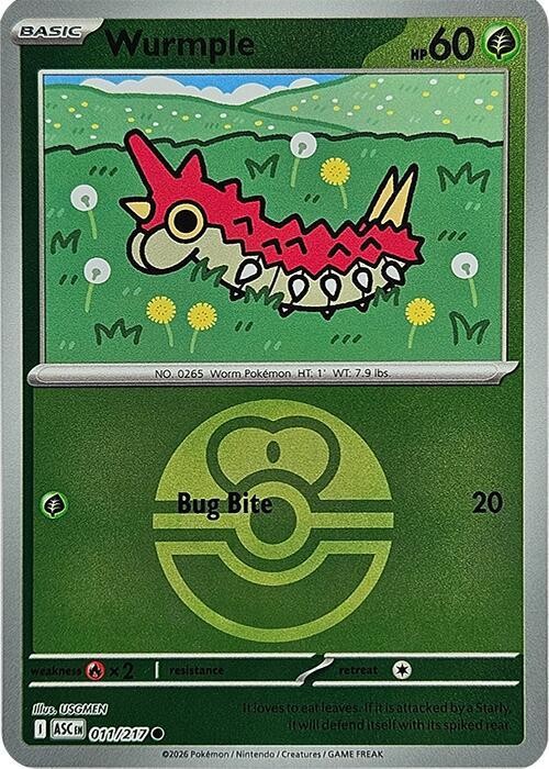 Wurmple (Love Ball) 011/217 Reverse Holofoil ME: Ascended Heroes NM
