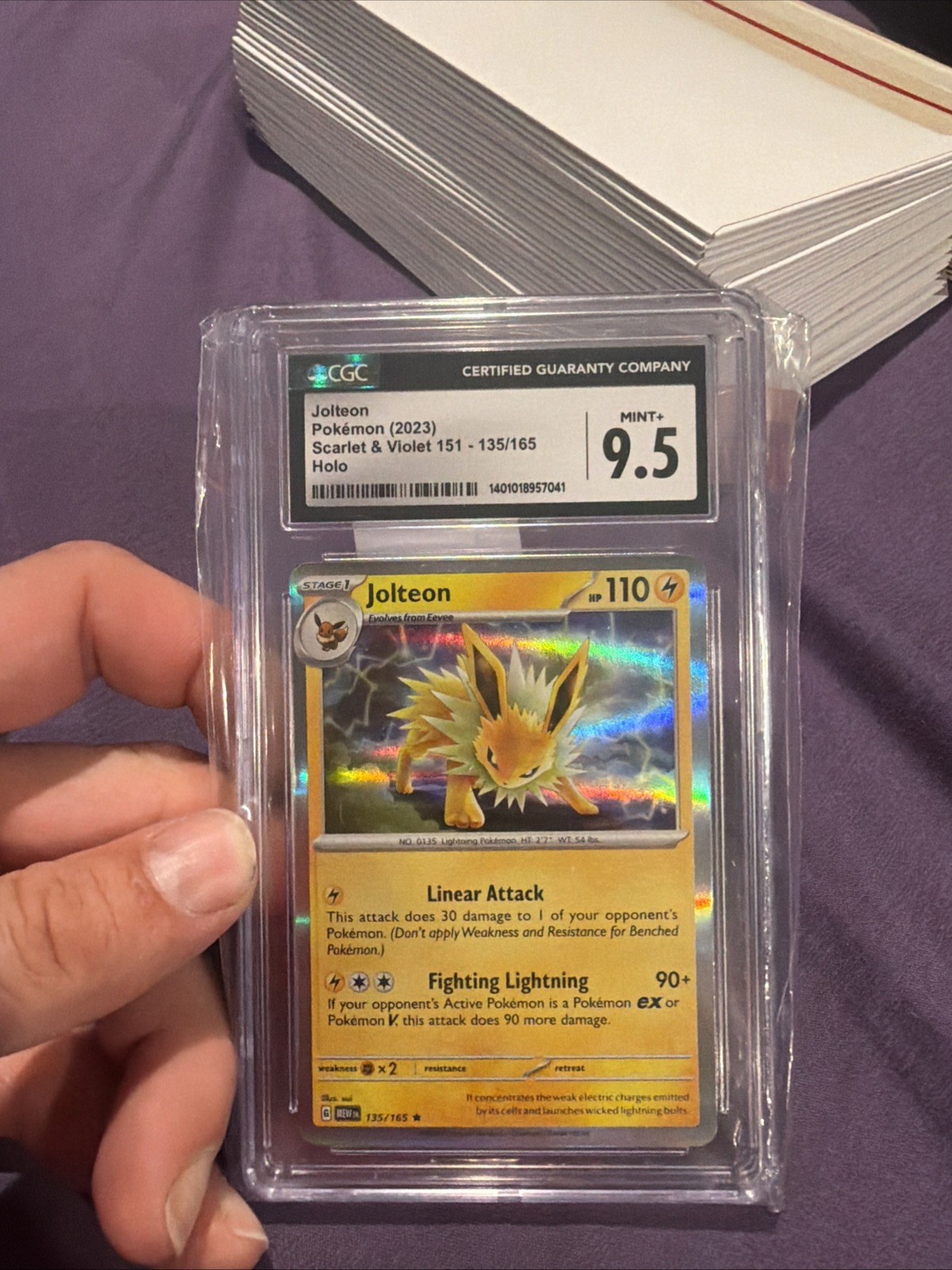 CGC 9.5 MINT+ Jolteon 135/165 HOLO RARE Scarlet Violet 151 Pokemon English