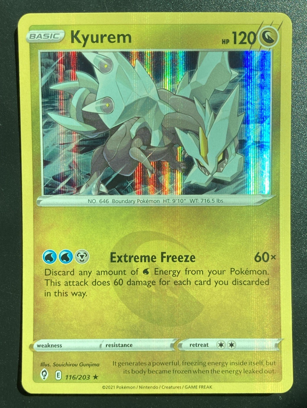 Kyurem 116/203 Holo Rare Evolving Skies Pokemon Reverse Holo Near Mint