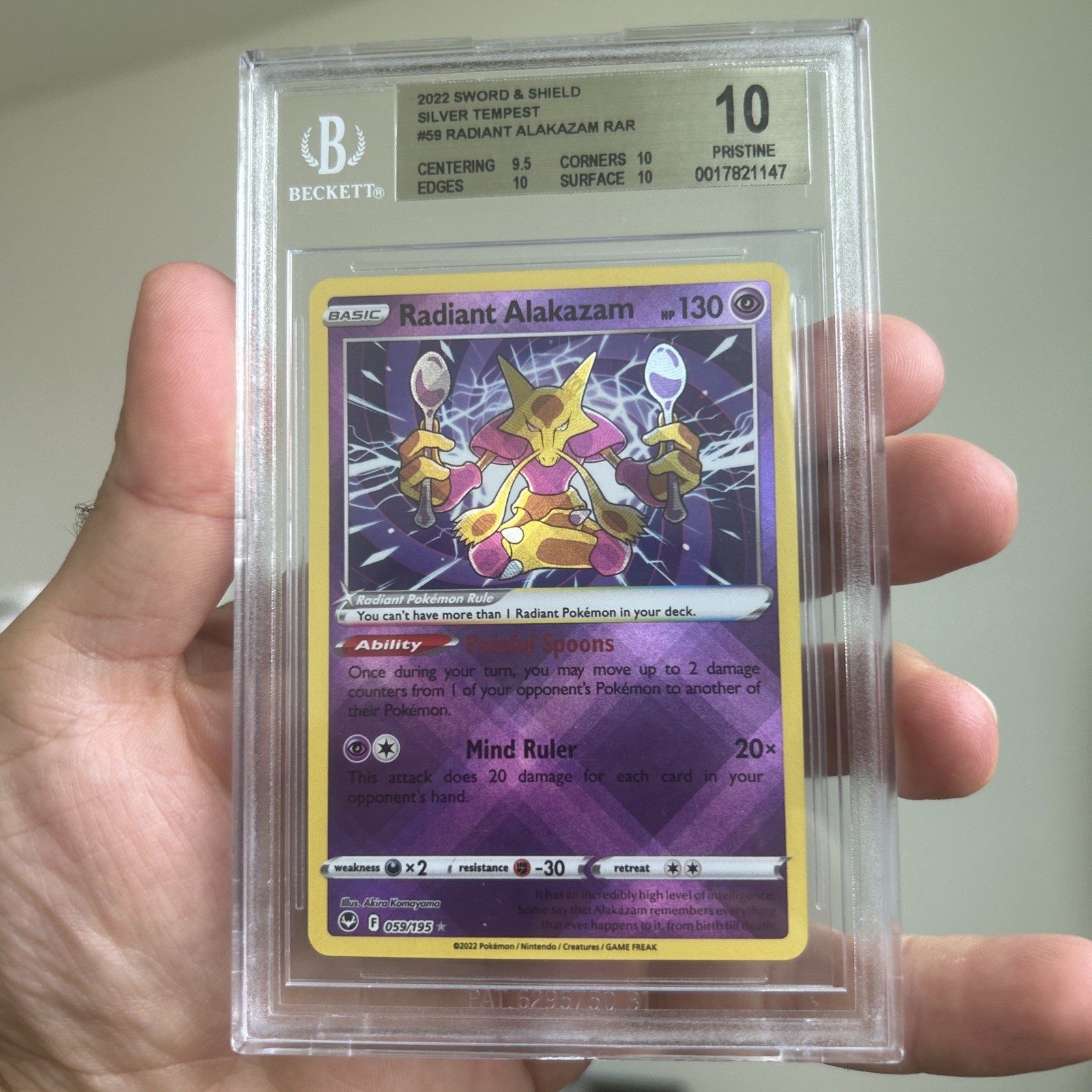 Pokémon BGS 10 Radiant Alakazam 059/195 Silver Tempest