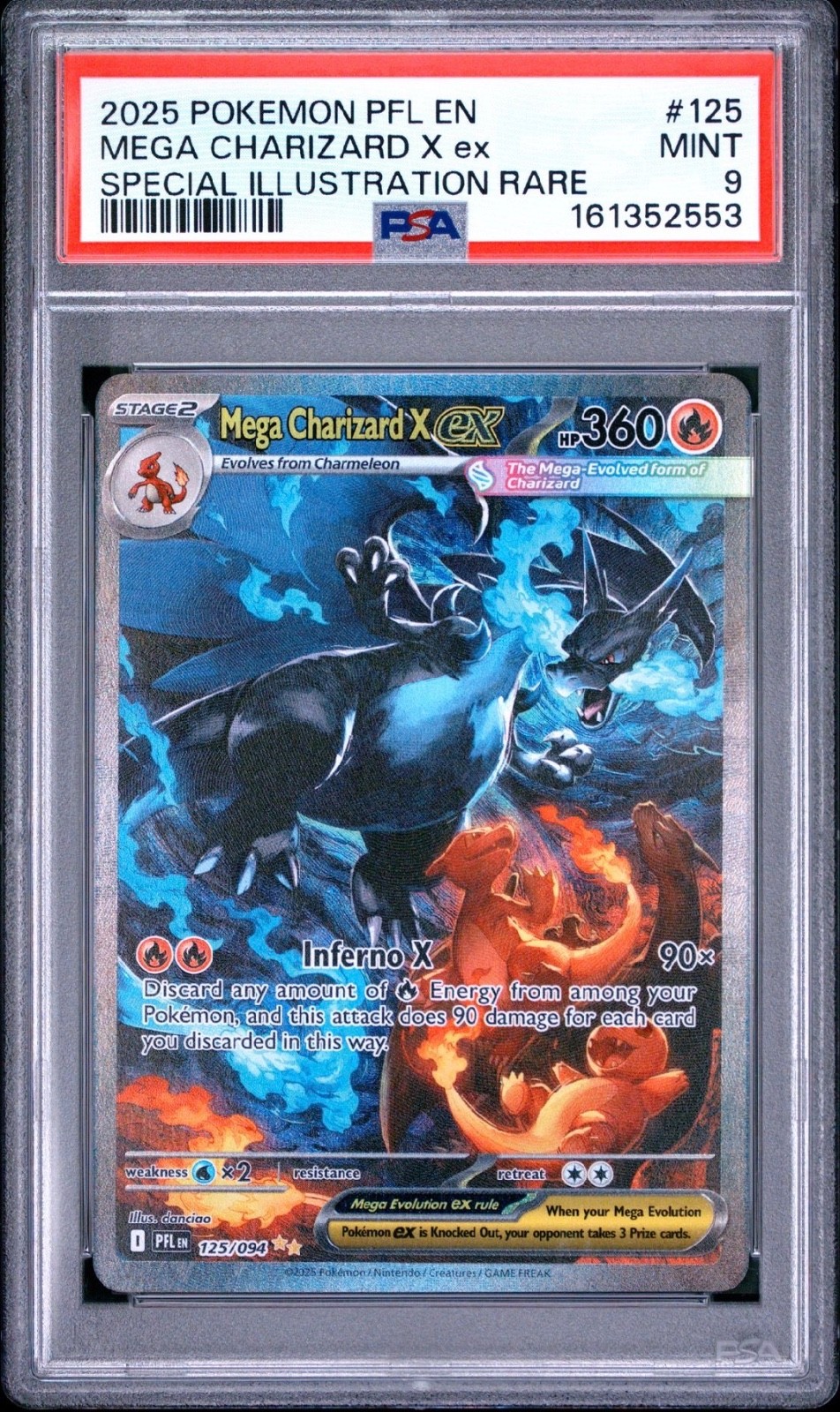 Pokemon Mega Charizard X EX 125/094 PSA 9 Special Illustration Rare PFL TCG 2025