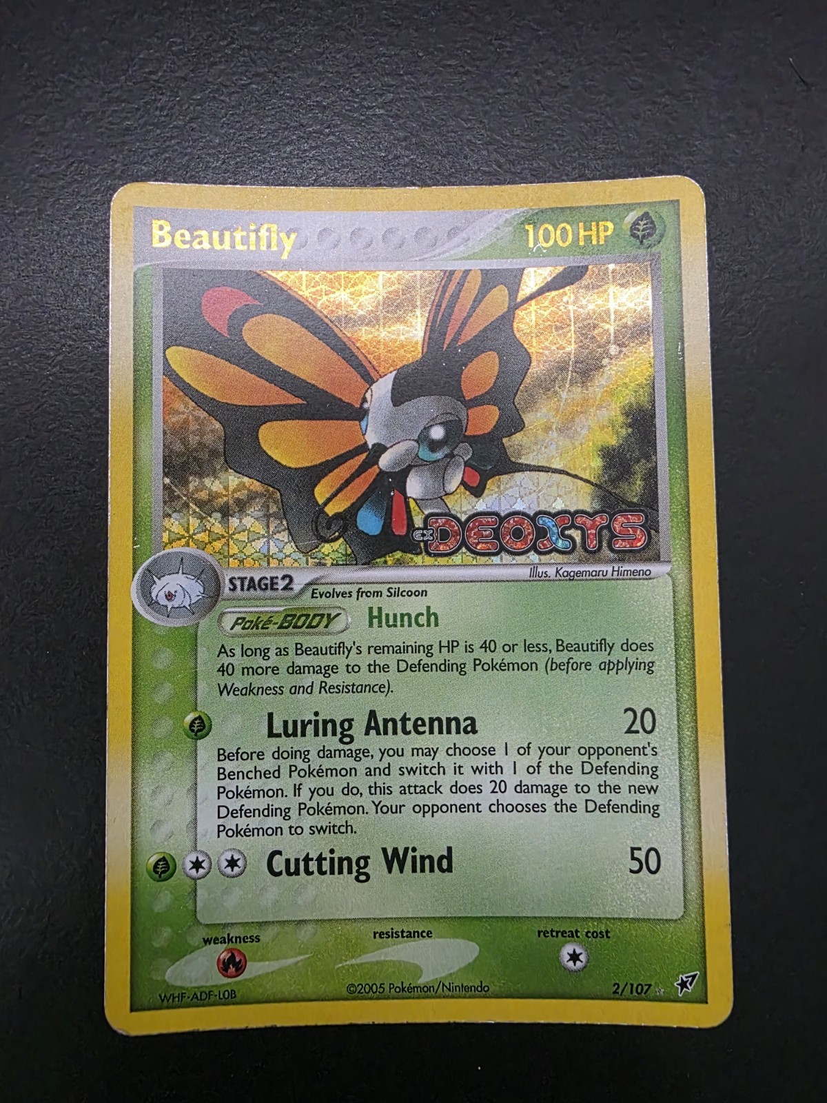 Pokemon TCG Beautifly 2/107 EX Deoxys Reverse Holo Rare 100 HP English 2005