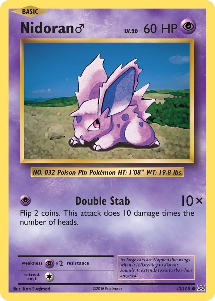 Pokemon Nidoran M Common 43/108 XY – Evolutions NM