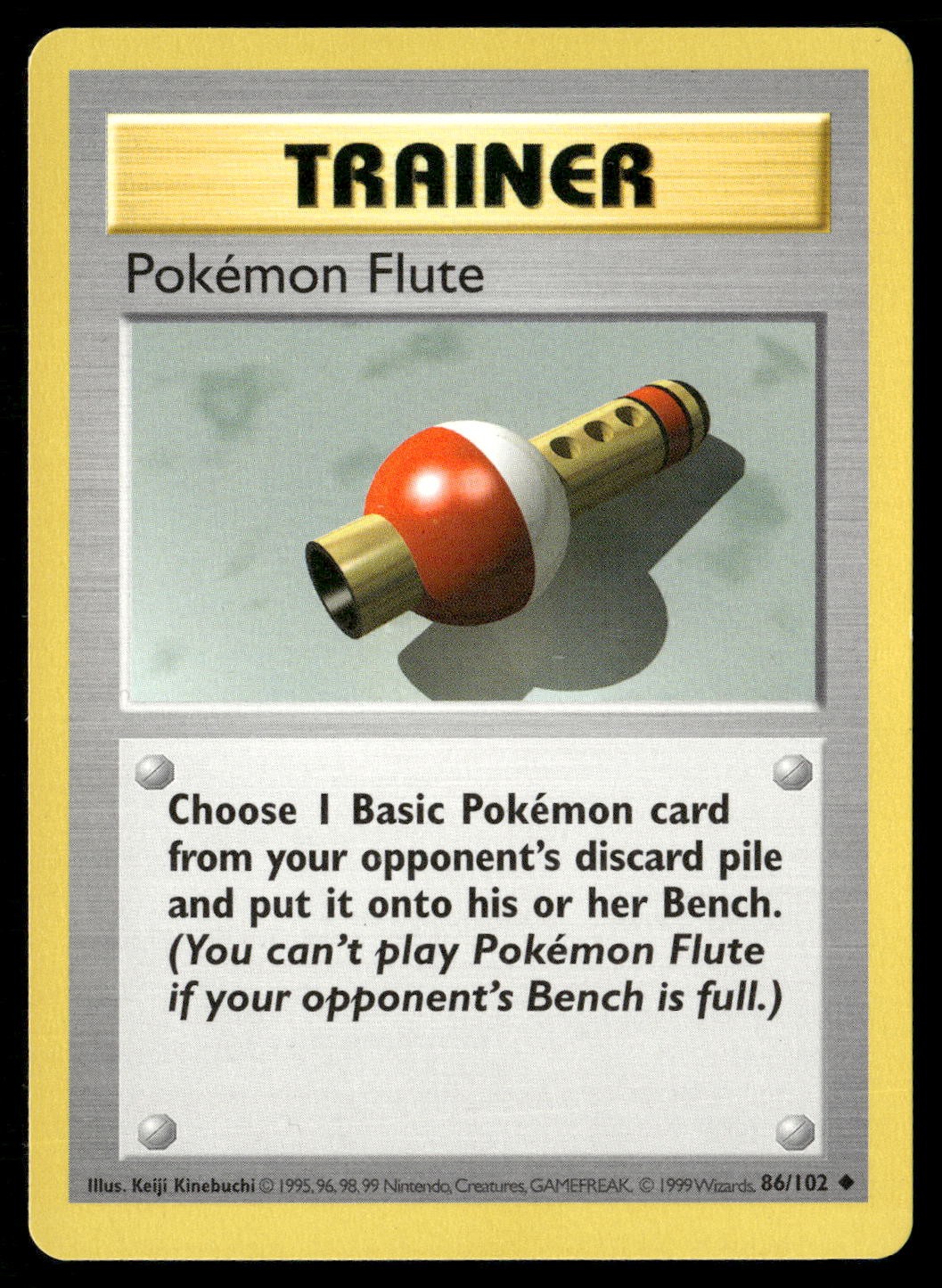 Pokemon Flute 86/102 Uncommon Base Set Shadowless Pokemon NM/M