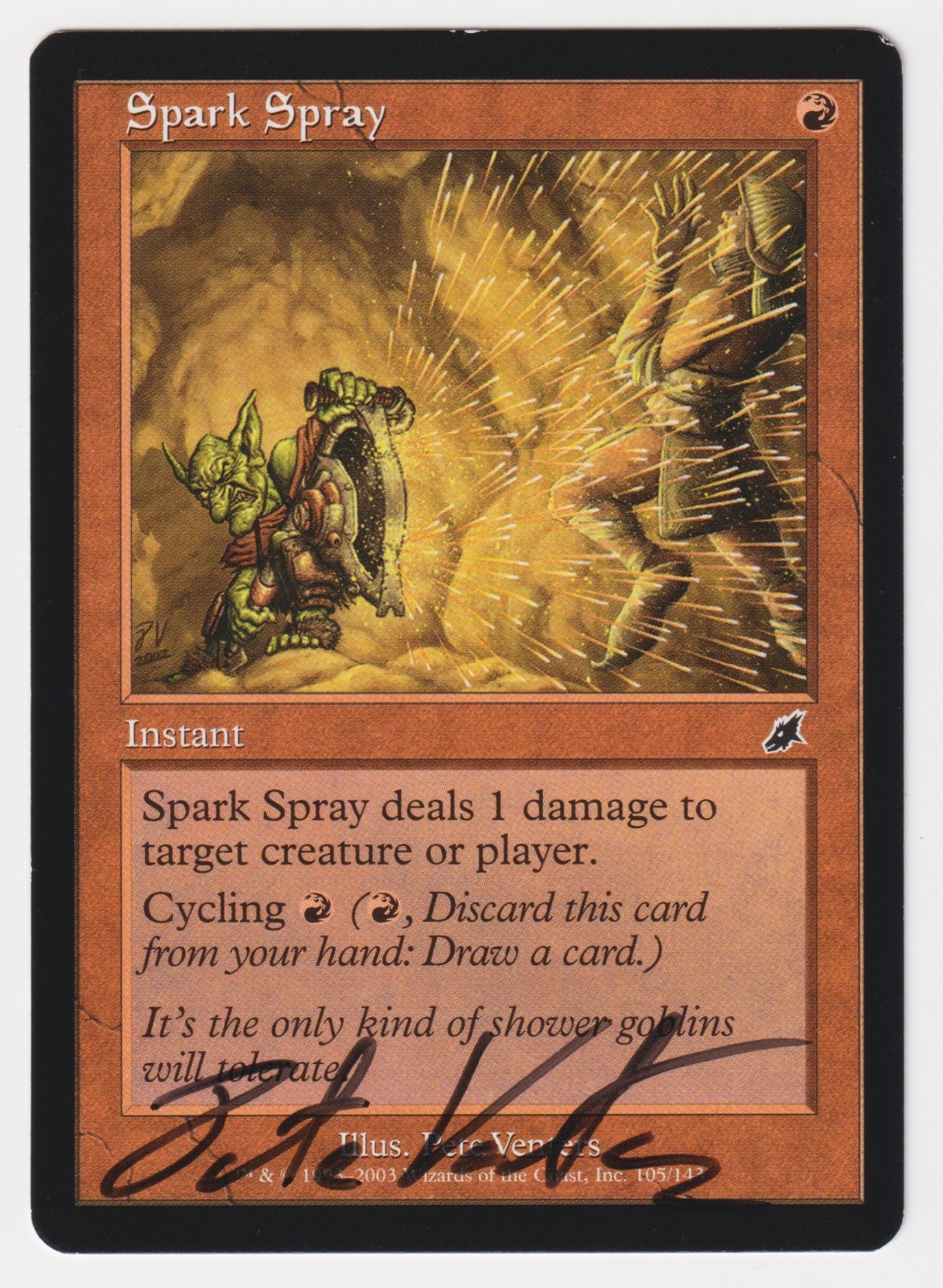 Signed Spark Spray HP Scourge Artist Pete Venters 2003 WOTC MTG Magic Cycling!