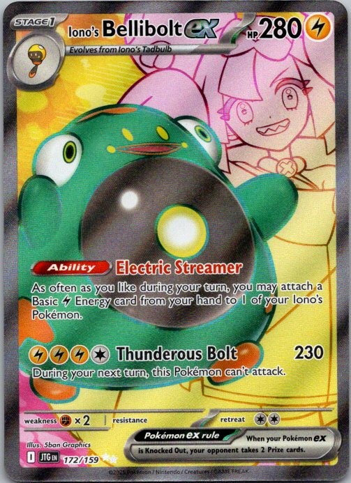 Iono’s Bellibolt ex Holo Ultra Rare SV09: Journey Together 172/159 NM