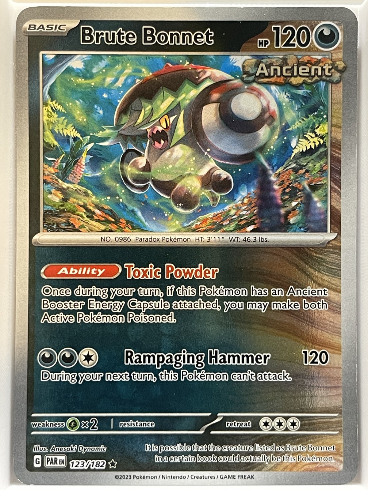 Brute Bonnet 123/182 Reverse Holo – SV04: Paradox Rift – NM/Mint