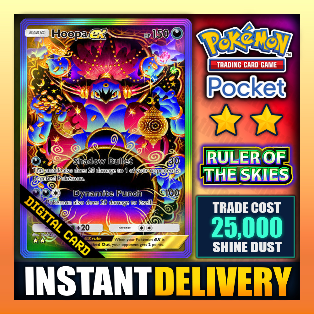 Hoopa EX – Pokemon TCG Pocket – Rainbow Art ⭐⭐ Ruler of the Skies – English ✅