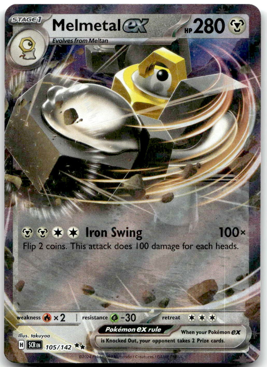 Pokemon Melmetal ex Stellar Crown SCR #105/142 Double Rare Holo NM $SALE$!