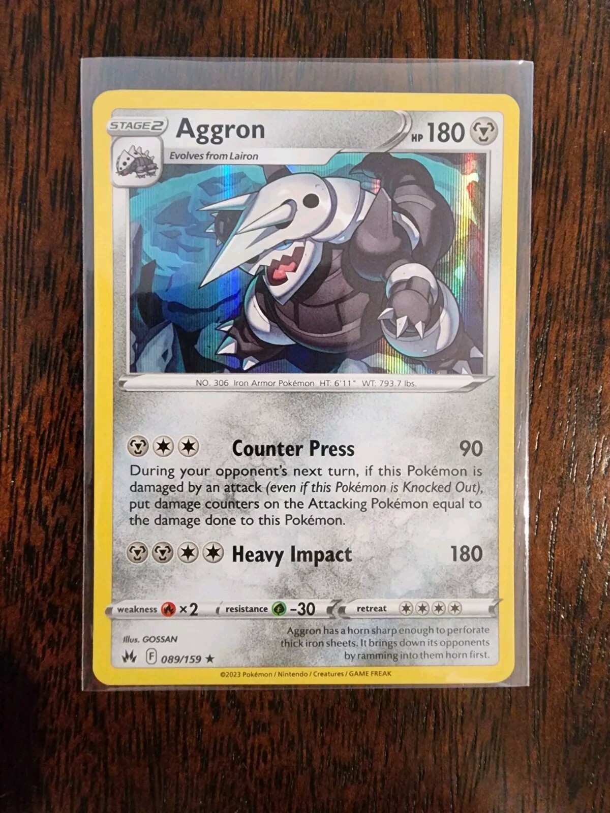 Pokemon Crown Zenith | 089/159 – Aggron Holo Rare – NM