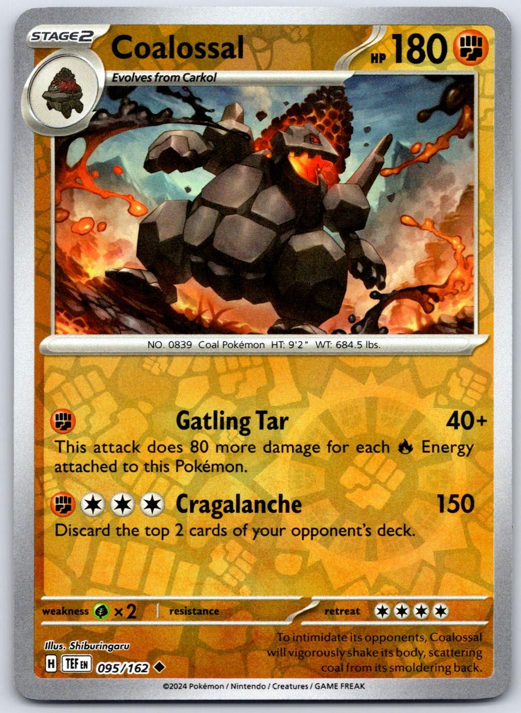 Coalossal 095/162 Uncommon Temporal Forces Pokemon Reverse Holo Near Mint