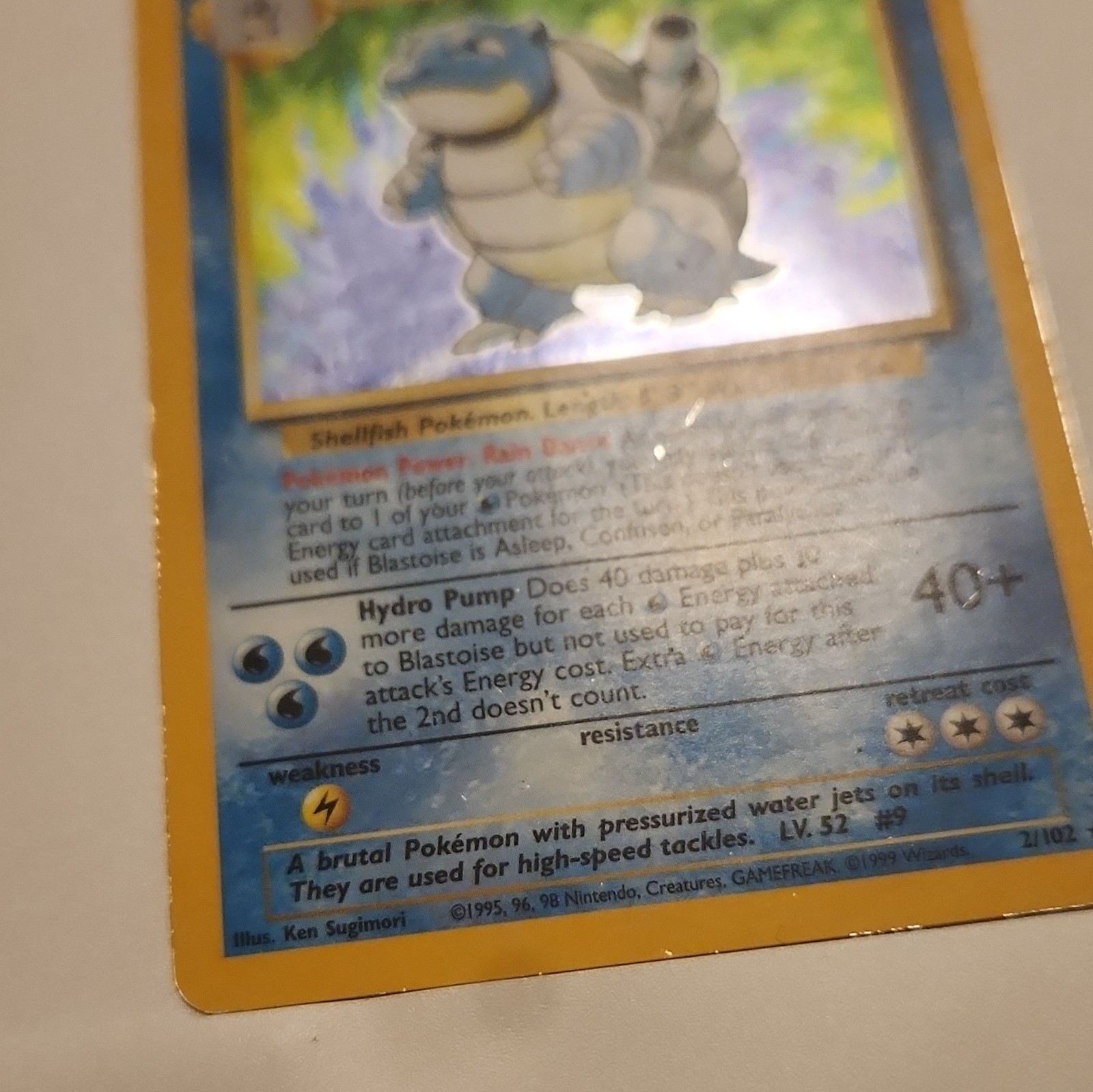 Pokémon Blastoise Base Set Holo Rare Card 2/102 1999 Vintage WOTC – LP