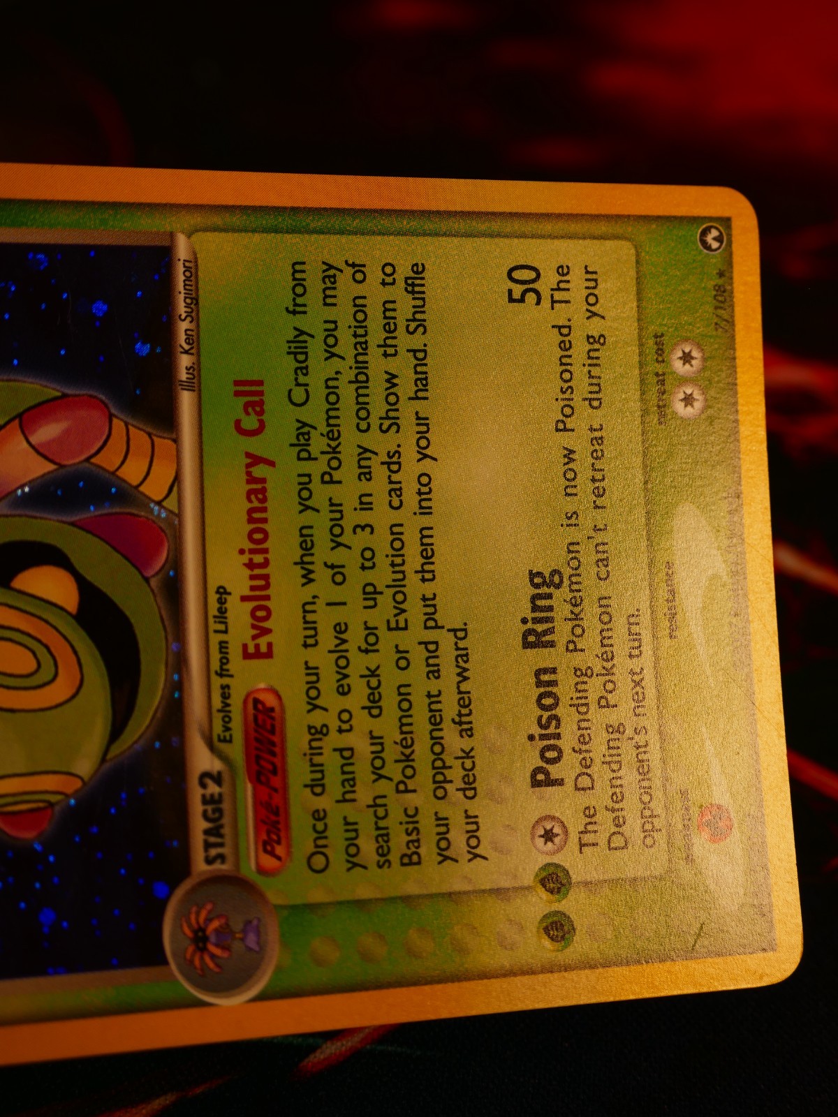 LP/MP Pokemon CRADILY Card EX POWER KEEPERS Set #7/108 Holo Foil Rare#1