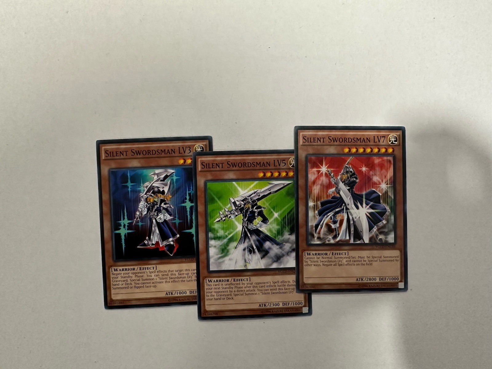 Yugioh Silent Swordsman LV3 LV5 LV7 Common Set YGLD (3 CARDS TOTAL SET) NM
