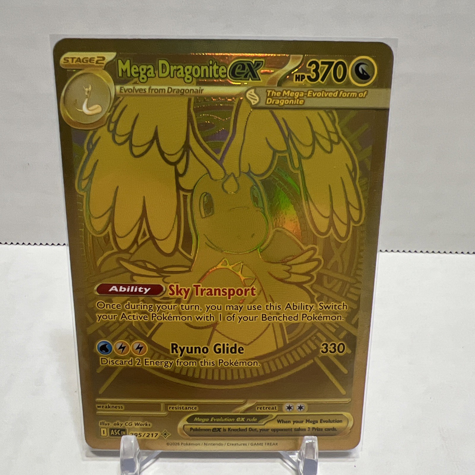 Mega Dragonite Ex 295/217 Gold Hyper Rare Pokemon Ascended Heroes NM