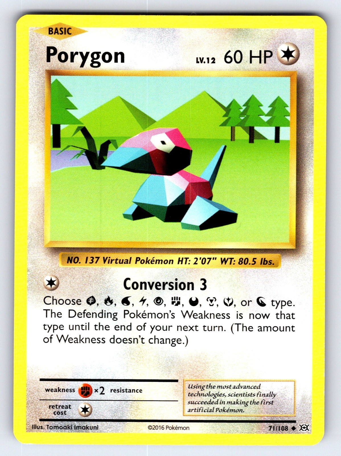 Porygon 71/108 XY – Evolutions Uncommon Pokemon TCG Tomoaki Imakuni NM