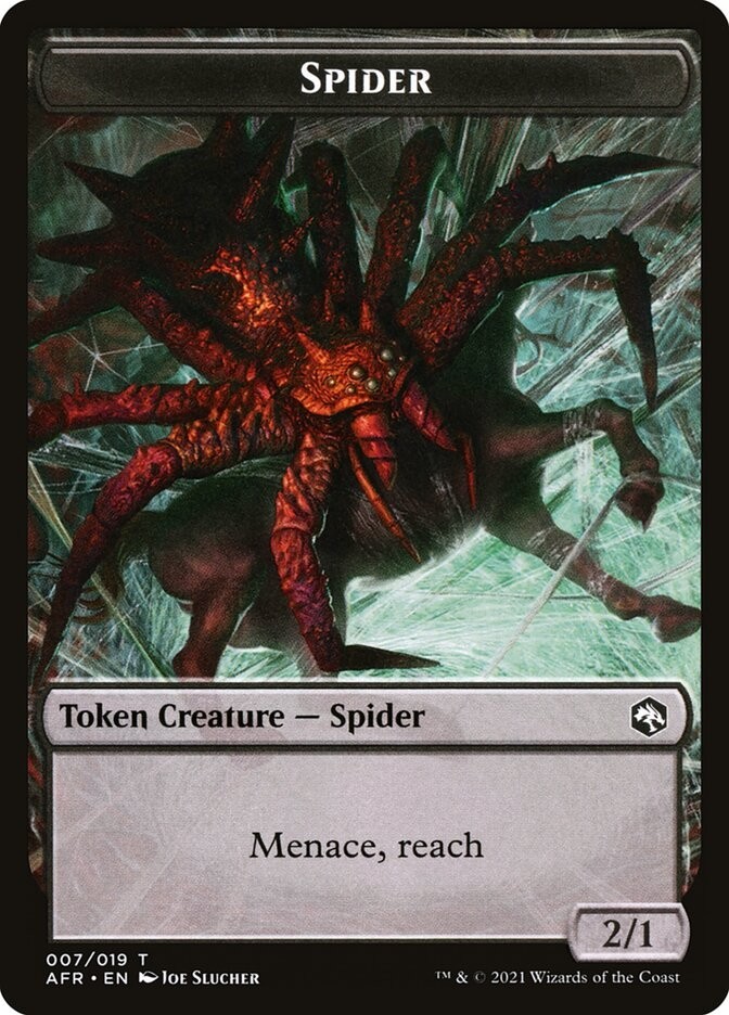 Spider Token – #7 (menace, reach) – Forgotten Realms – NM MTG